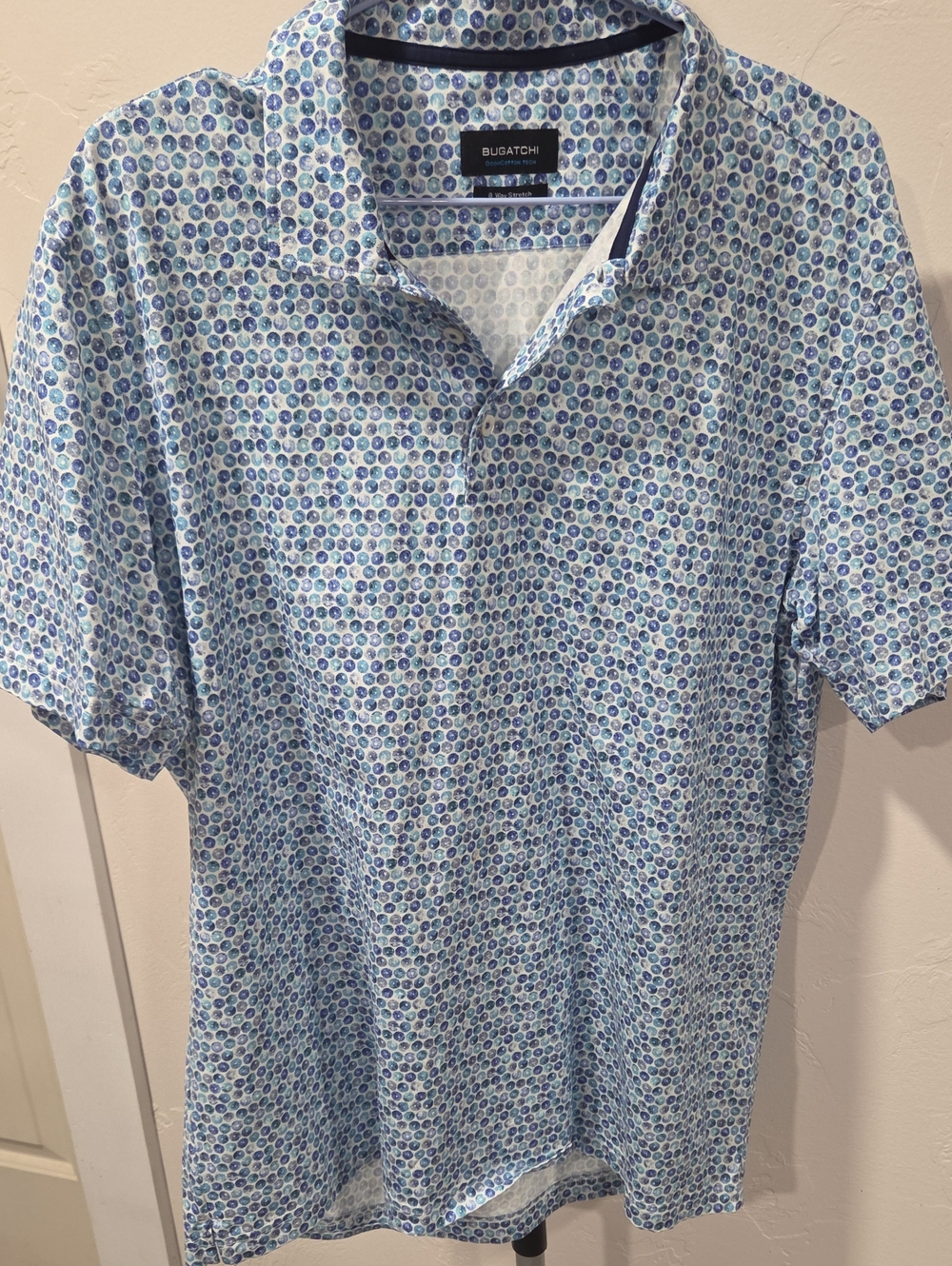 Bugatchi Light Blue & Navy Micro Dot Polo